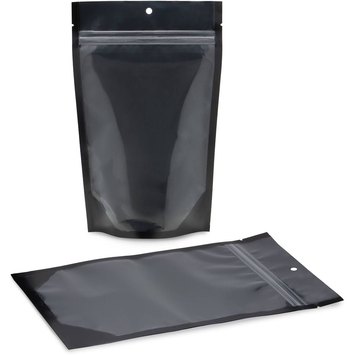 Matte Black Stand Up Pouches With Window 6×9.5×3.5 – 100 Pack