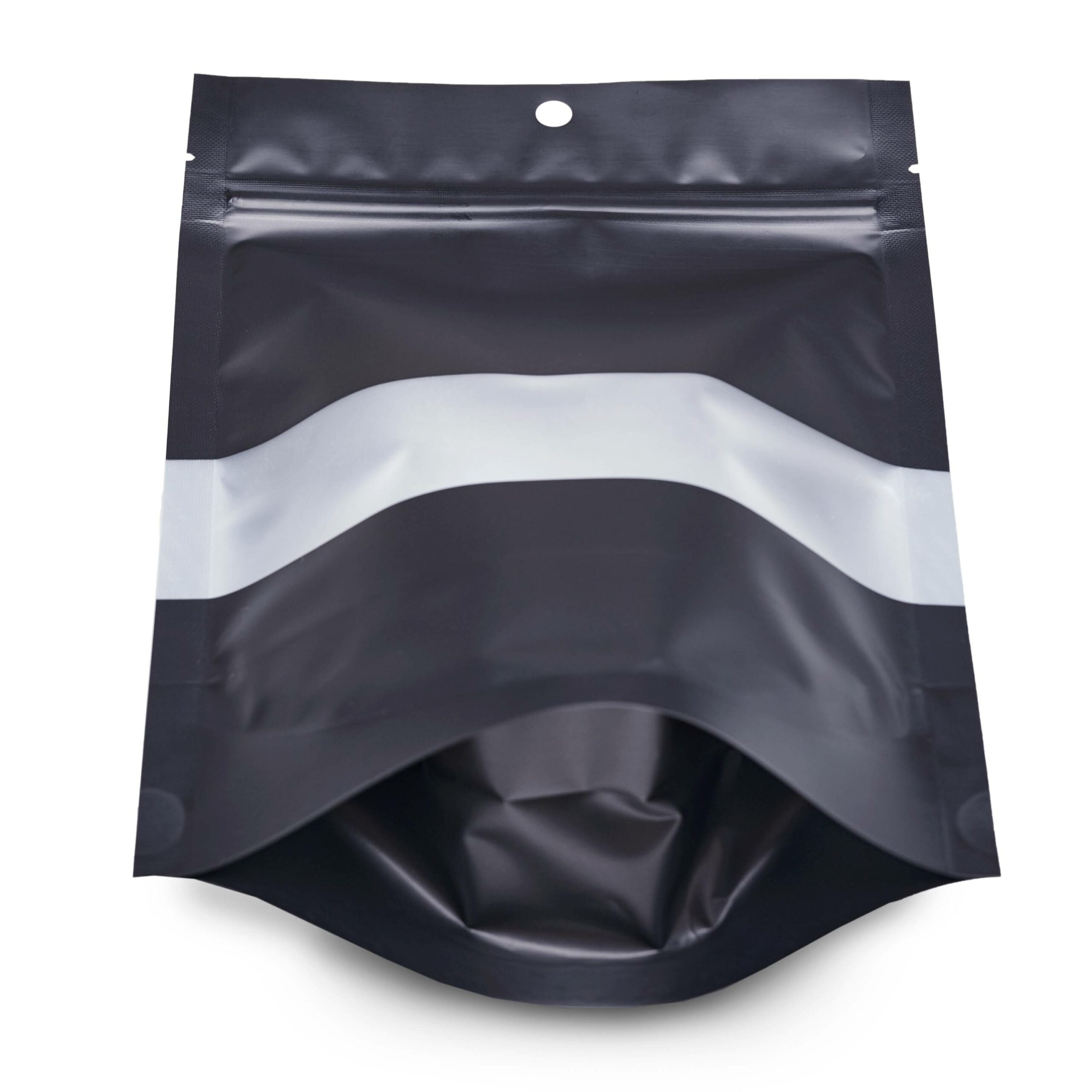 Matte Black Stand Up Zipper Bag with Vertical Window (1/8th oz