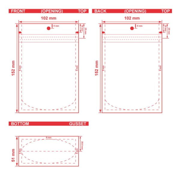 Clear Stand Up Barrier Pouches 4 X 6 X 2 S 19171 Dielines Clear Stand-Up Barrier Pouches 4x6x2 S-19171 Dieline