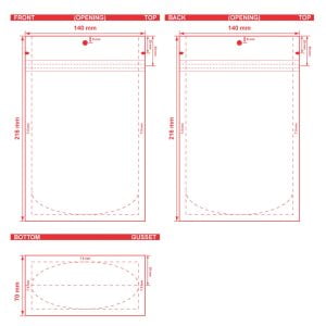 Clear Stand Up Barrier Pouches 5.5 X 8.5 X 2.75 S 23412 Dielines Dielines