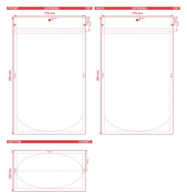 Clear Stand Up Barrier Pouches 7 X 11.5 X 4 S 20712 Dielines Clear Stand-Up Barrier Pouches 7x11 1/2x4 S-20712 Dieline