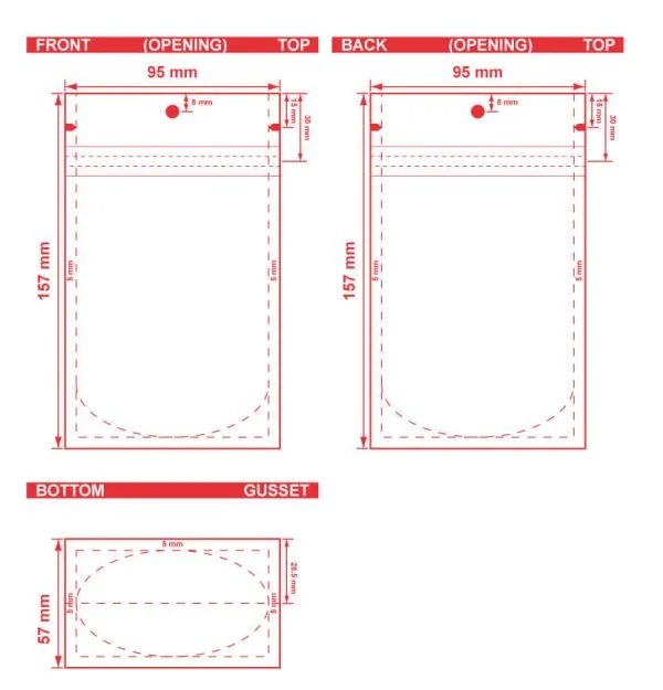 Color Backed Zipper Stand Up Pouch 3.75 X 6.187 X 2.25 Dielines Color Backed Zipper Stand Pouch 3 3/4x6 3/16x2 1/4 Dieline