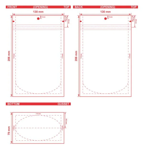Color Backed Zipper Stand Up Pouch 5.125 X 8.125 X 3.125 Dielines Color Backed Zipper Stand Pouch 5 1/8x8 1/8x3 1/8 Dieline