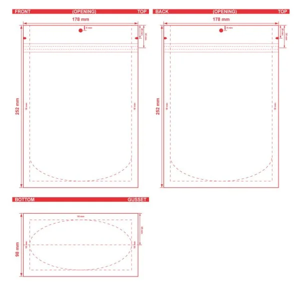 Color Backed Zipper Stand Up Pouch 7 X 9.93 X 3.875 Dielines Color Backed Zipper Stand Pouch 7x9 15/16x3 7/8 Dieline