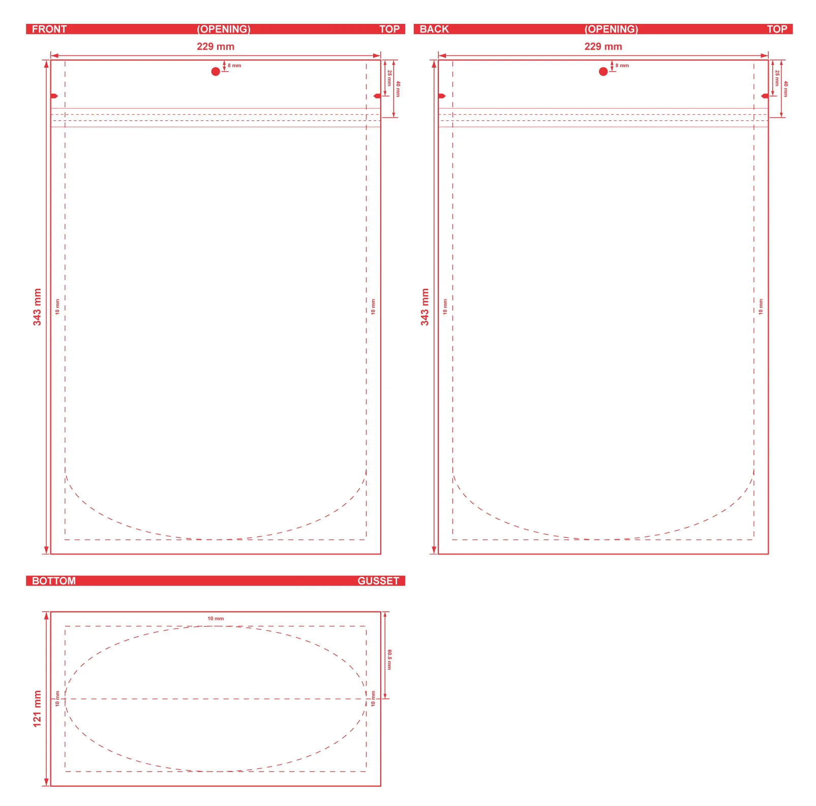 Color-Backed-Zipper-Stand-Up-Pouch-9-X-13.5-X-4.75-Dielines Color Backed Zipper Stand Up Pouch 9 X 13.5 X 4.75 Dielines Color Backed Zipper Stand Pouch 9x13 1/2x4 3/4 Dieline