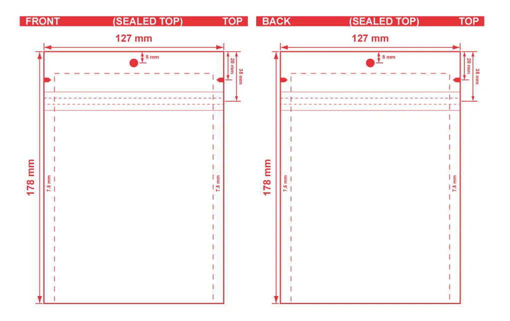 Custom-Lay-Flat-Open-End-Pouch-5x7-Dielines Custom Lay Flat Open End Pouch 5x7 Dielines Custom Lay-Flat Open End Pouch 5x7 Dieline