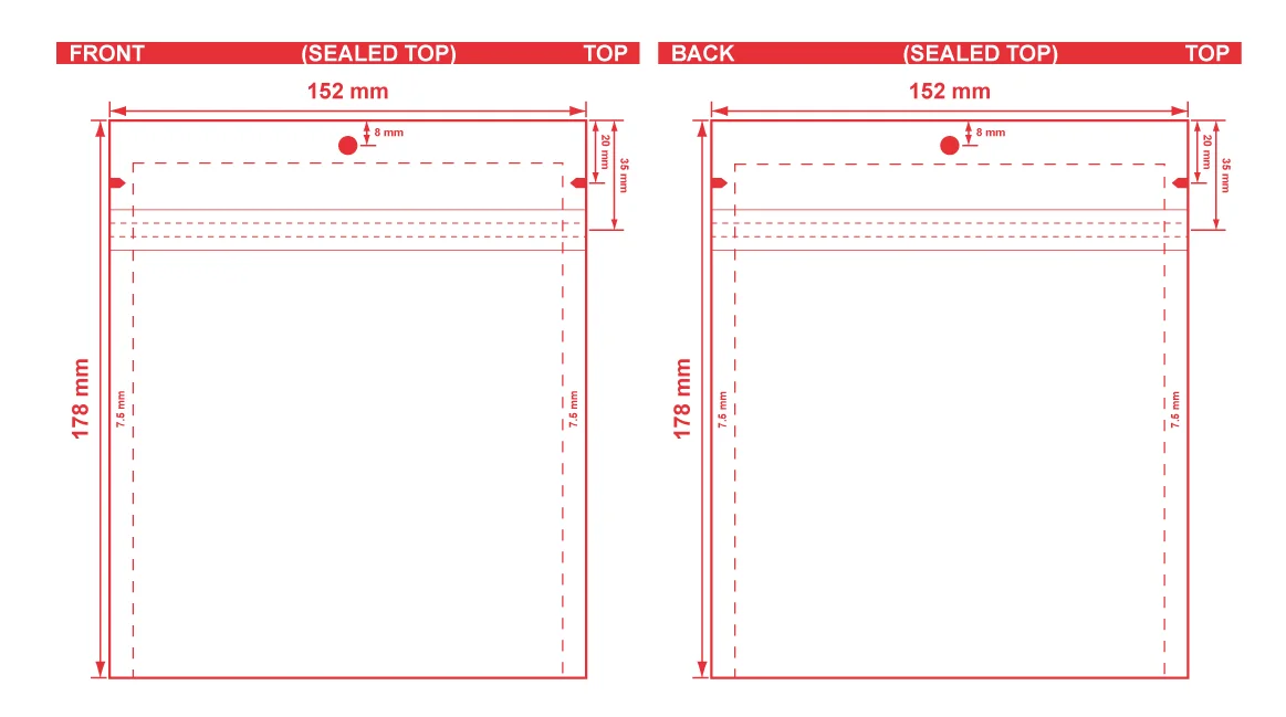 Custom Lay Flat Open End Pouch 6x7 Dielines Custom Lay-Flat Open End Pouch 6x7 Dieline