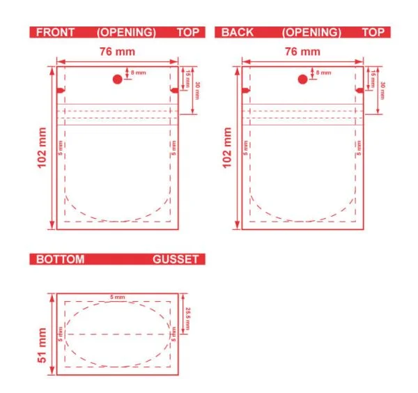 Custom Printed Stand Up Pouch 3x4x2 Dielines Custom Printed Stand Up Pouch 3x4x2 Dieline