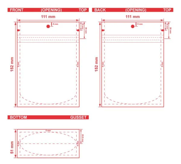 Custom Stand Up Pouch 4.375x6x2 Dielines Custom Stand-Up Pouch 4.375x6x2 Dieline