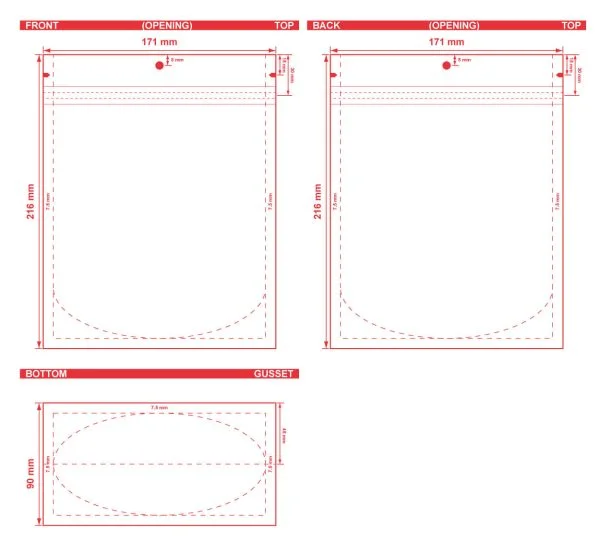 Custom Stand Up Pouch 6.75x8.5x3.5 Dielines Custom Stand-Up Pouch 6.75x8.5x3.5 Dieline