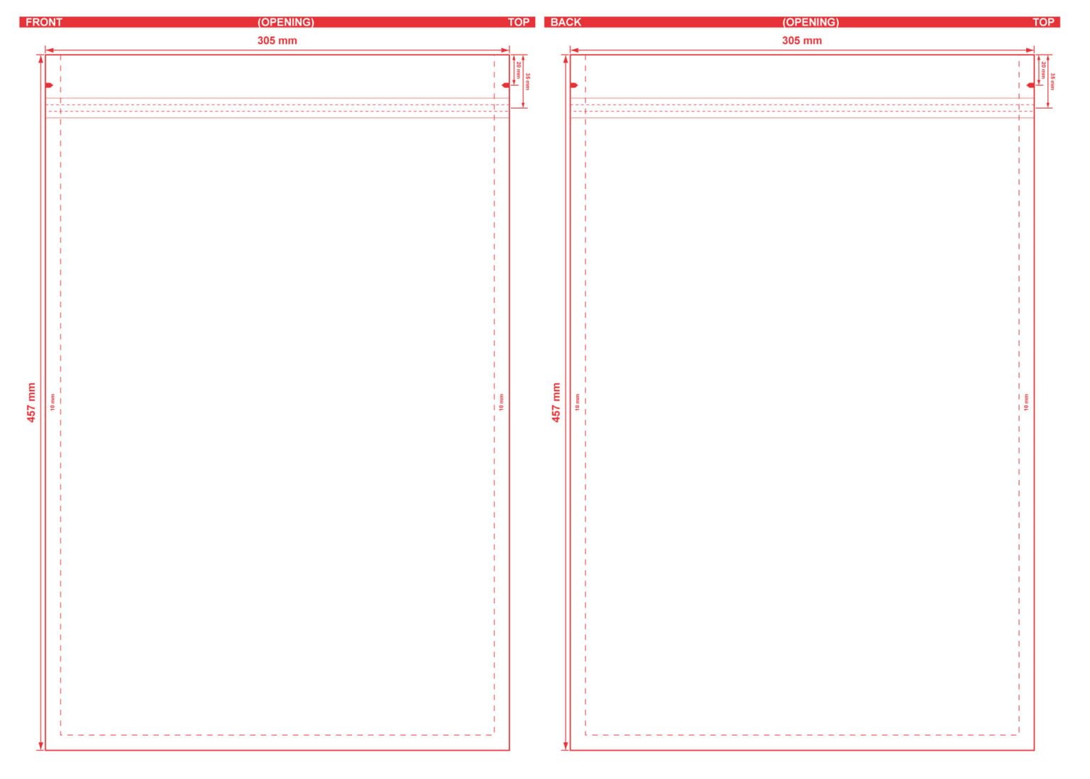 Metallized 3 Seal Flat Barrier Pouches 12x18 S-18134 Dieline - CarePac