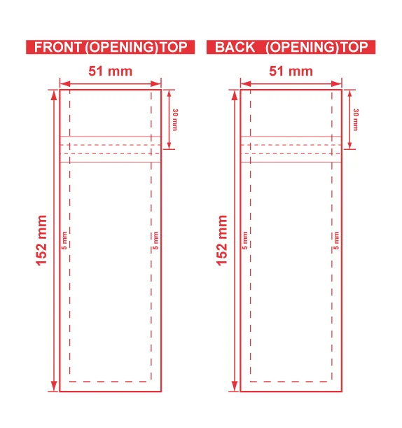 Metallized 3 Seal Flat Barrier Pouches 2x6 S 23407 Dielines Metallized 3 Seal Flat Barrier Pouches 2x6 S-23407 Dieline