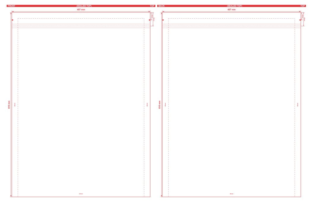 Metallized 3 Seal Open End Flat Barrier Pouches 18x24 S-18138 Dieline ...