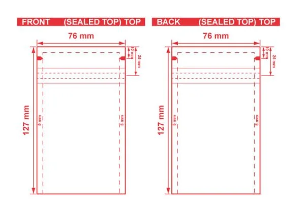 Metallized 3 Seal Open End Flat Barrier Pouches 3x5 S 11660 Dielines Metallized 3 Seal Open End Flat Barrier Pouches 3x5 S-11660 Dieline