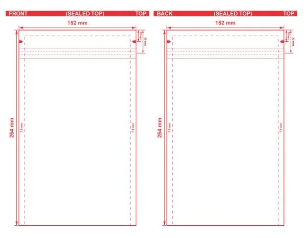 Metallized 3 Seal Open End Flat Barrier Pouches 6x10 S 6176 Dielines Metallized 3 Seal Open End Flat Barrier Pouches 6x10 S-6176 Dieline