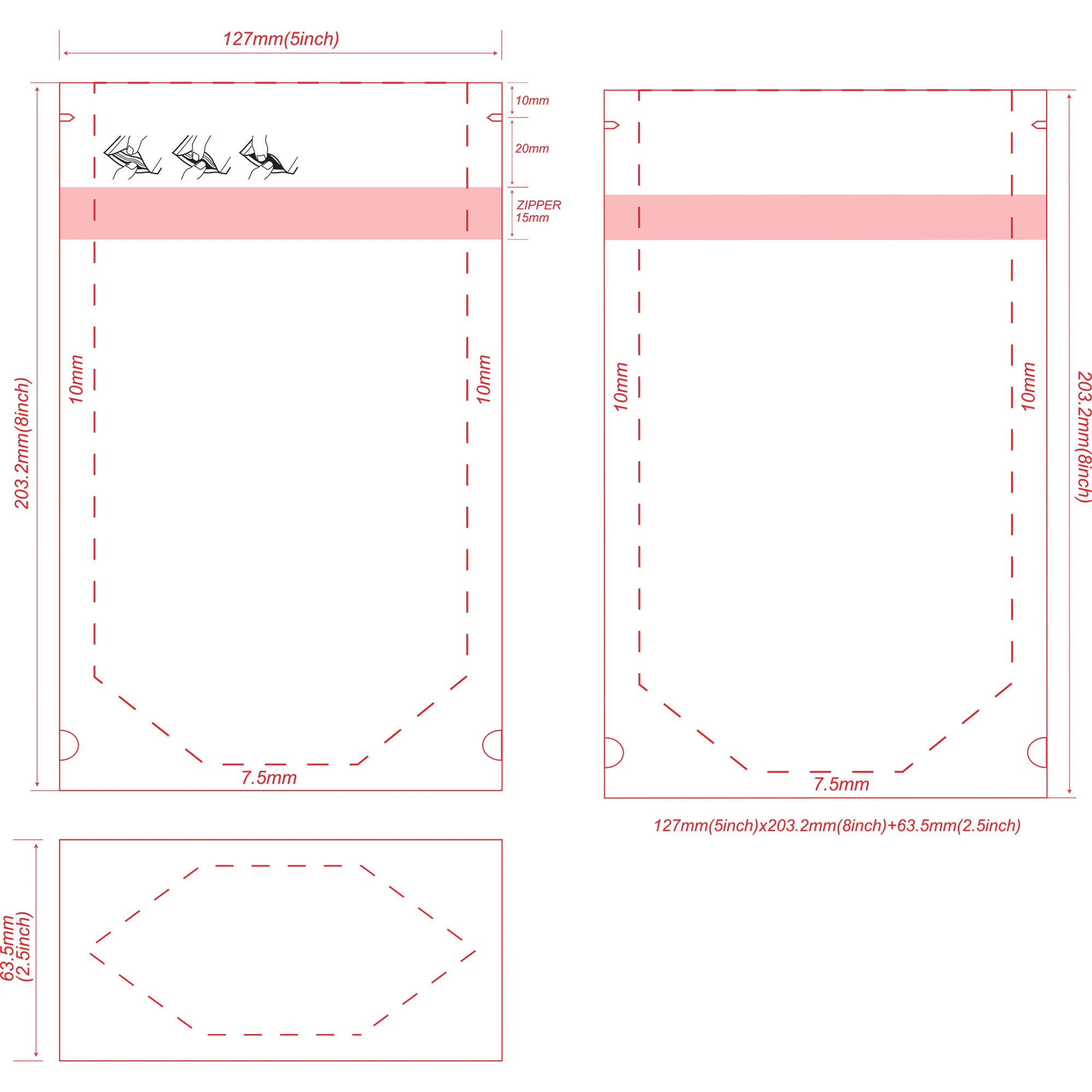 5x82.5-CR-Bags 5x82.5 CR Bags 1/2 oz Child Resistant Stand Up Pouch 5x8x2.5 Dieline