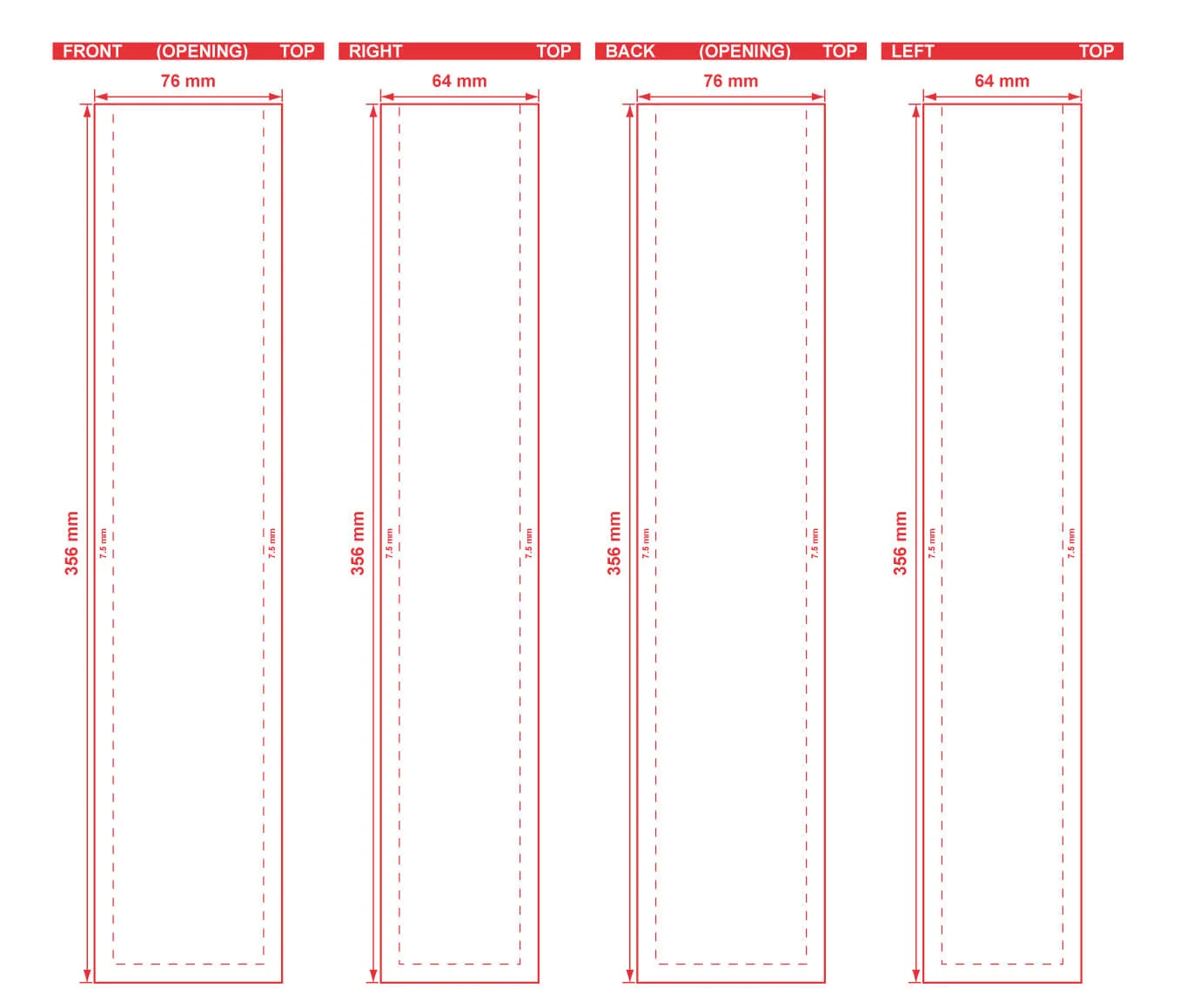 Custom Printed Side Gusset Bags 3x14x2.5 Dielines Side Gusset Bag 3x14x2.5 Dieline