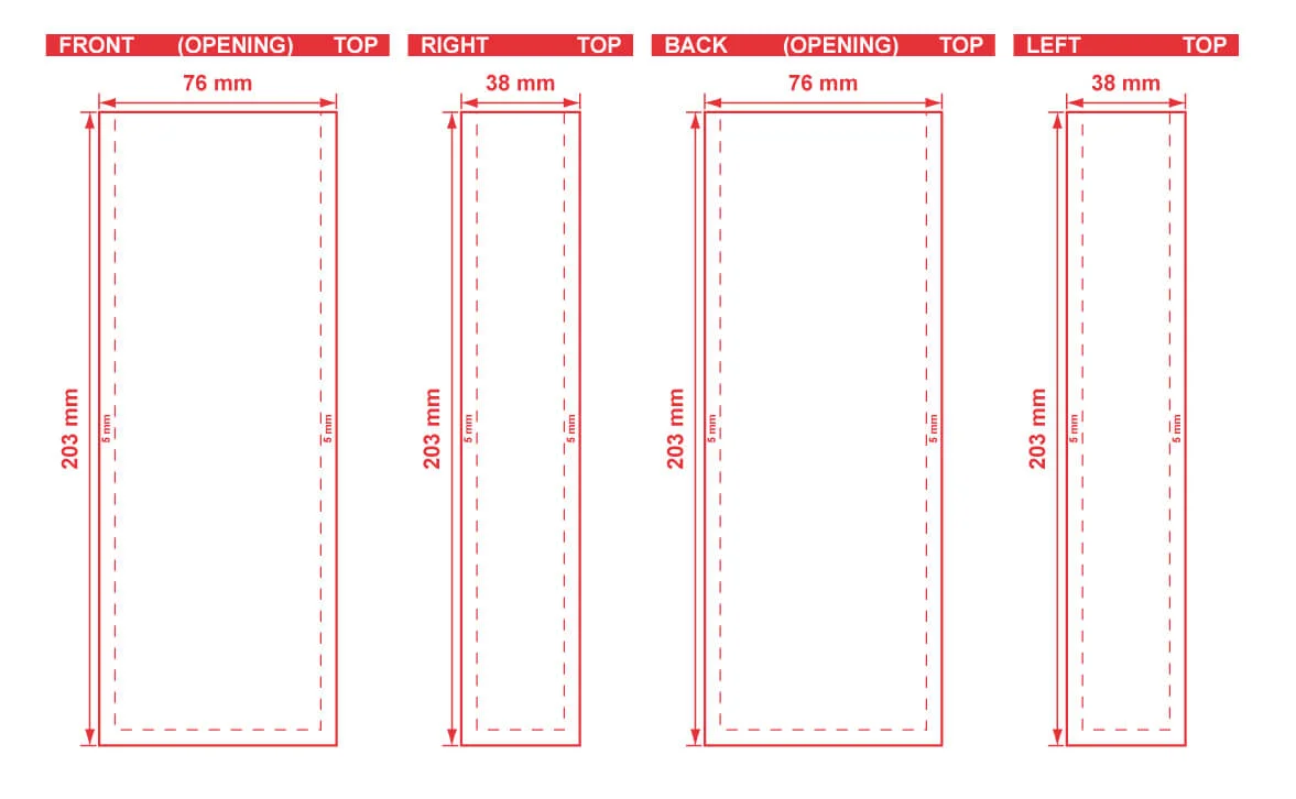 Custom Printed Side Gusset Bags 3x8x1.5 Dielines Side Gusset Bag 3x8x1.5 Dieline