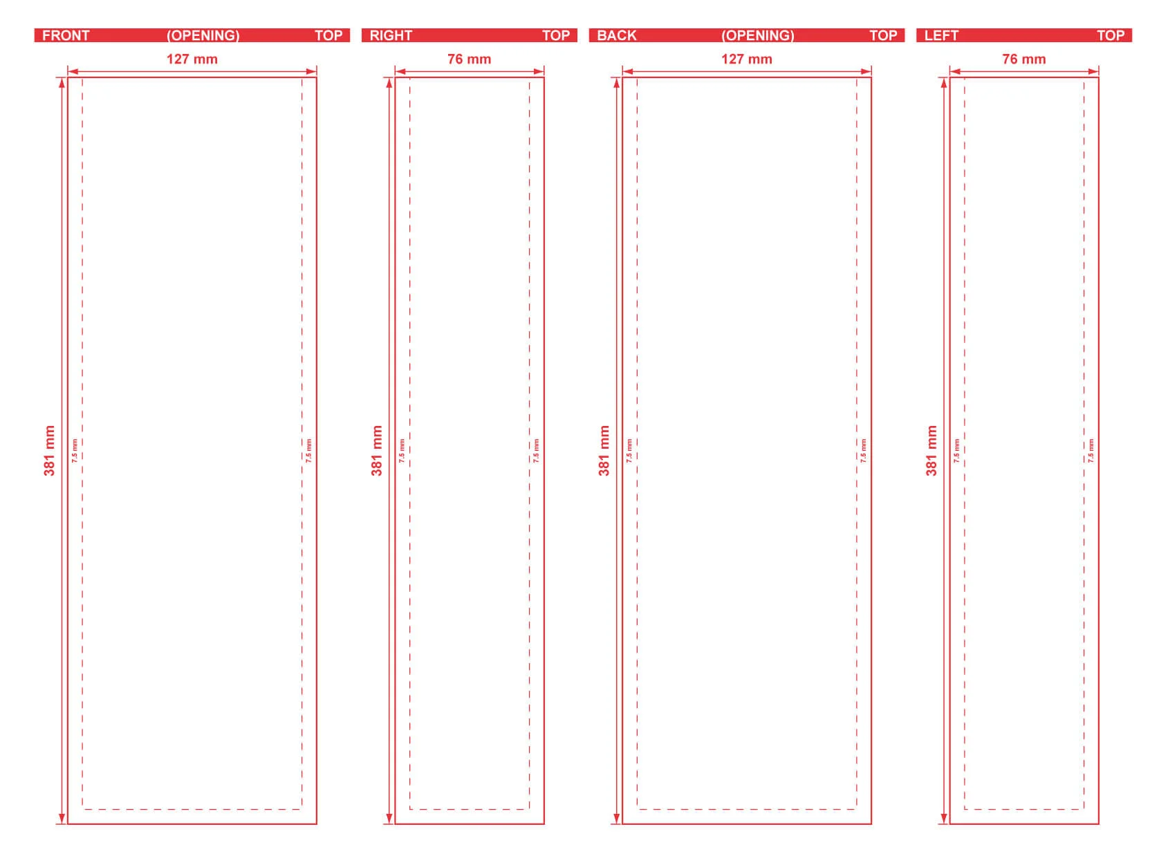 Custom Printed Side Gusset Bags 5x15x3 Dielines Side Gusset Bag 5x15x3 Dieline