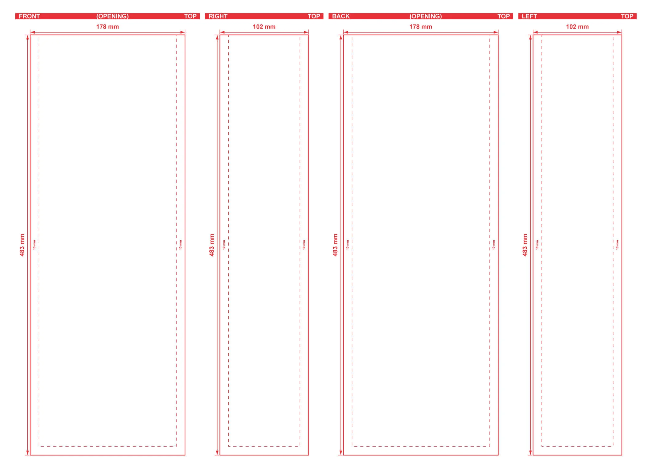 Side Gusset Bag 7x19x4 Dieline - CarePac