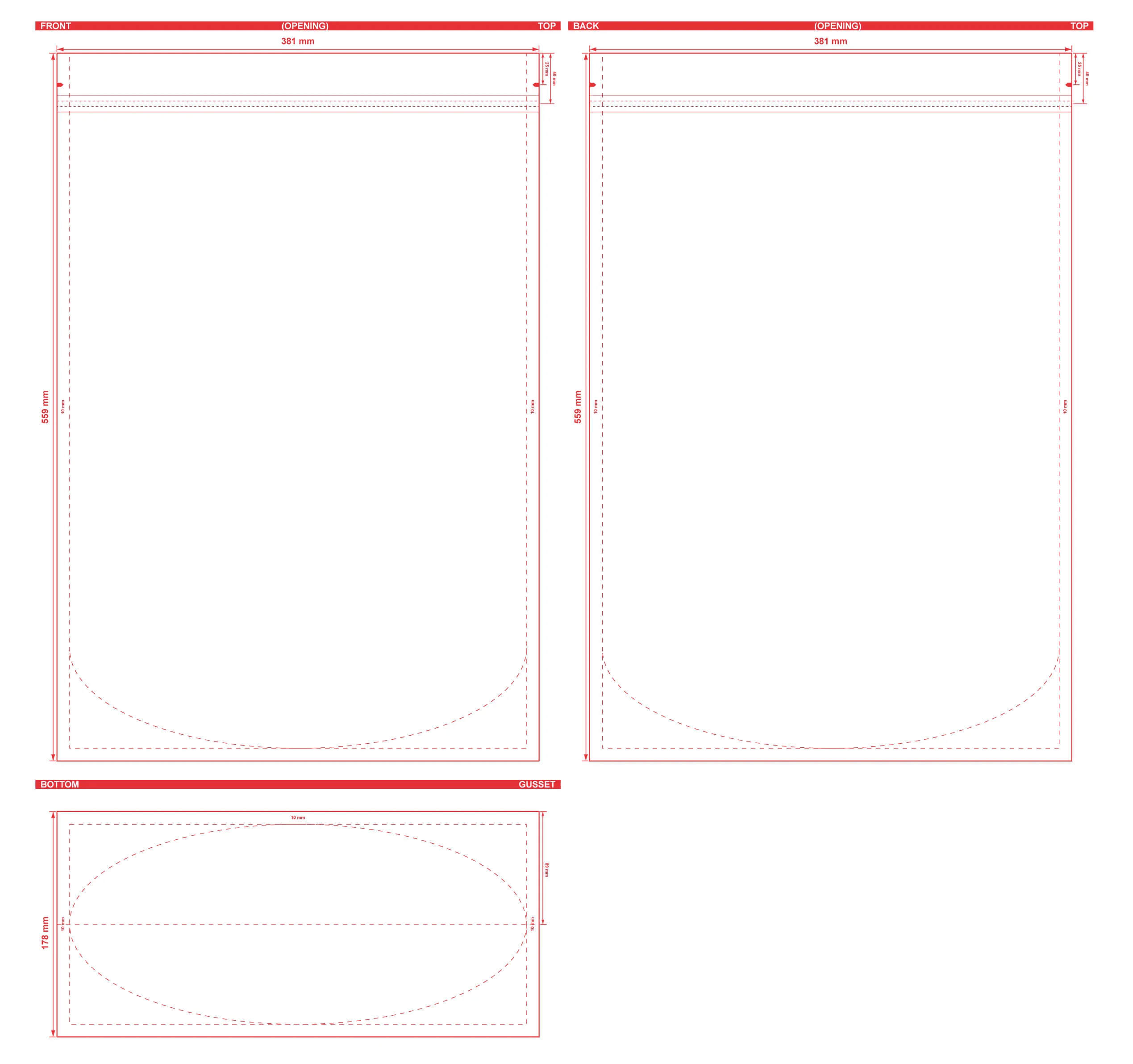 Custom Printed Stand Up Pouch 15x22x7 Dielines Custom Printed Stand Up Pouch 15x22x7 Dieline