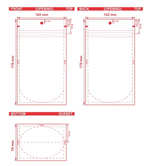 Custom Printed Stand Up Pouch 4x7x3 Dielines Custom Printed Stand Up Pouch 4x7x3 Dieline