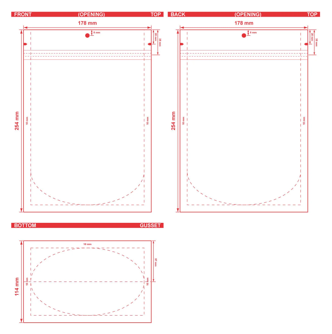 Custom Printed Stand Up Pouch 7x10x4.5 Dielines Custom Printed Stand Up Pouch 7x10x4.5 Dieline