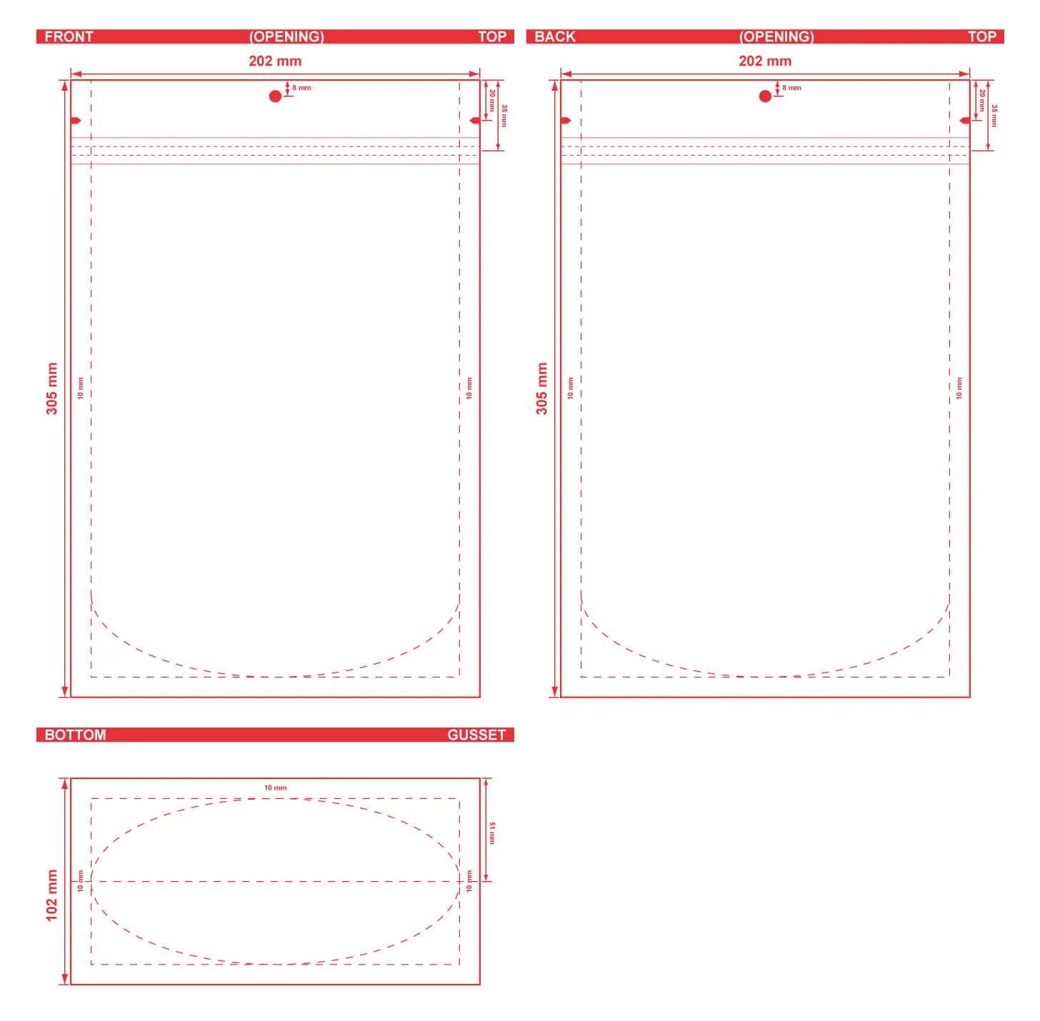 Custom Printed Stand Up Pouch 8x12x4 Dielines Custom Printed Stand Up Pouch 8x12x4 Dieline