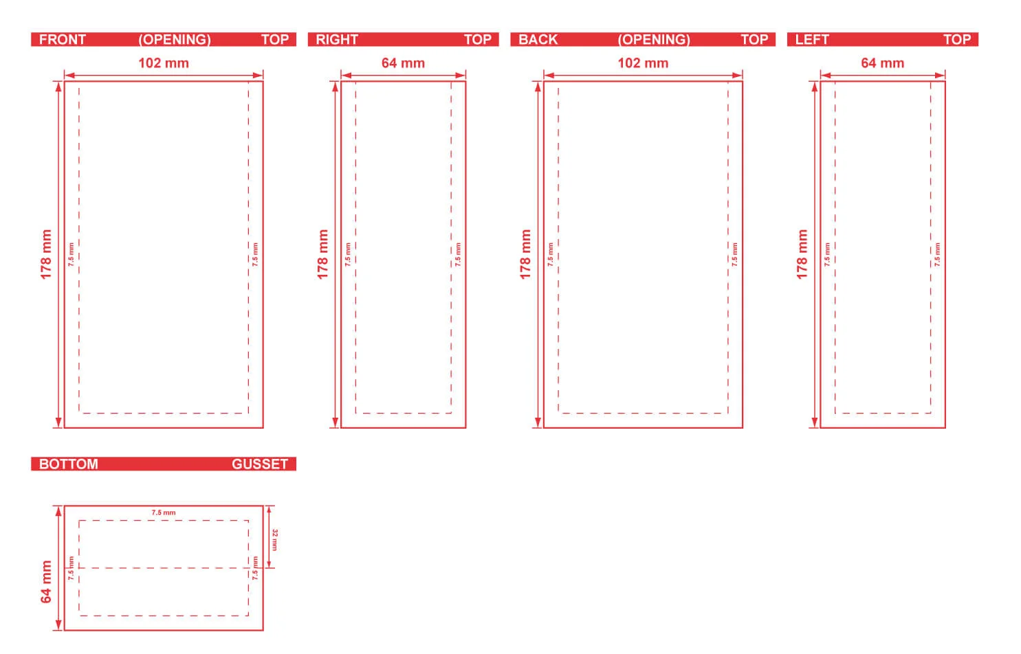 Flat Bottom Pouch No Zipper 4x7x2.5 Dielines Flat Bottom Pouch No Zipper 4x7x2.5 Dieline