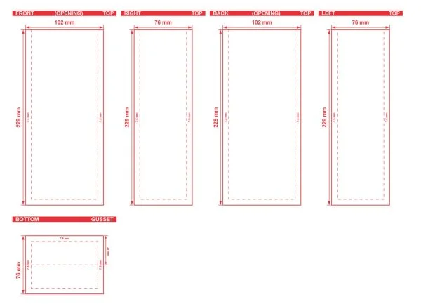 Flat Bottom Pouch No Zipper 4x9x3 Dielines Flat Bottom Pouch No Zipper 4x9x3 Dieline