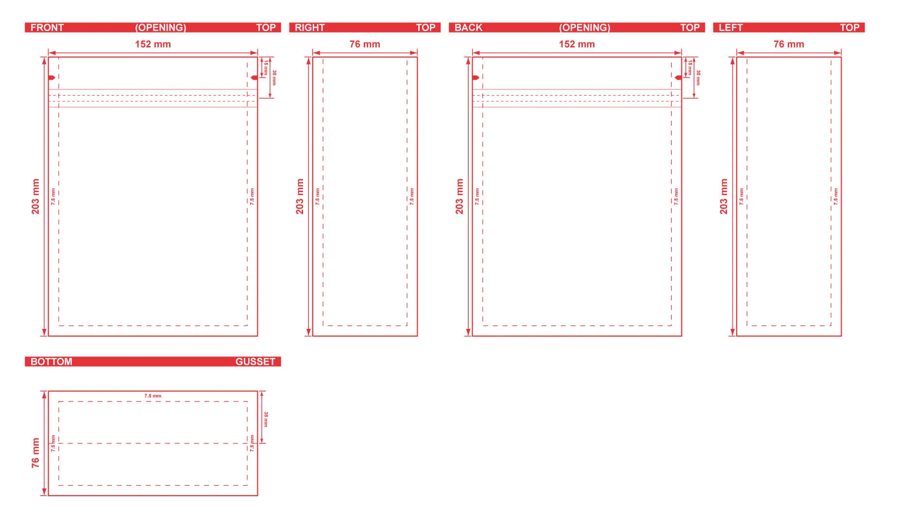 Flat-Bottom-Pouch-With-Normal-Zipper-6x8x3-Dielines Flat Bottom Pouch With Normal Zipper 6x8x3 Dielines Flat Bottom Pouch With Normal Zipper 6x8x3 Dieline