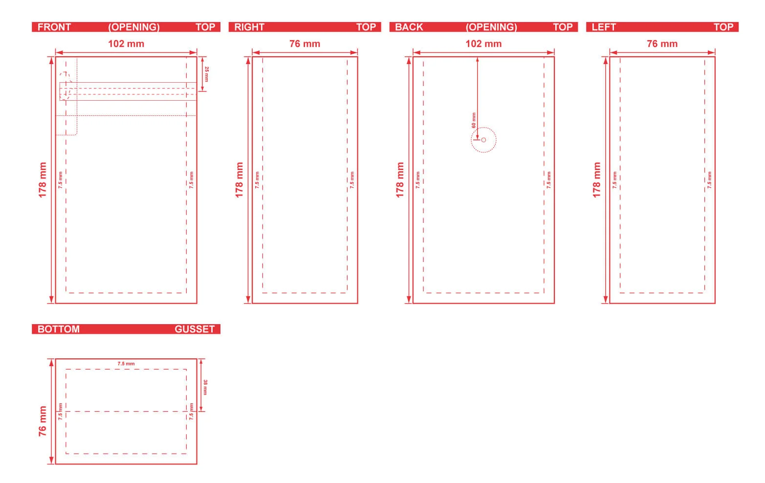 Flat Bottom Pouch With Tear Off Zipper Flat Bottom Pouch With Tear Off Zipper 4x7x3 Dieline