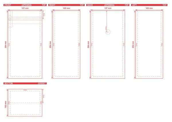 Flat Bottom Pouch With Tear Off Zipper 5x10x4 Dielines Flat Bottom Pouch With Tear Off Zipper 5x10x4 Dieline