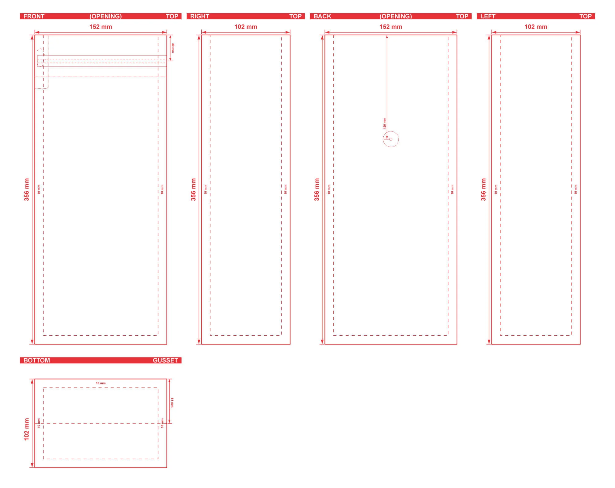 Flat Bottom Pouch With Tear Off Zipper 6x14x4 Dielines Flat Bottom Pouch With Tear Off Zipper 6x14x4 Dieline