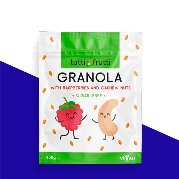 digital printing granola pacakaging 3 side seal pouch with zipper for cereal, oat and cinnamon