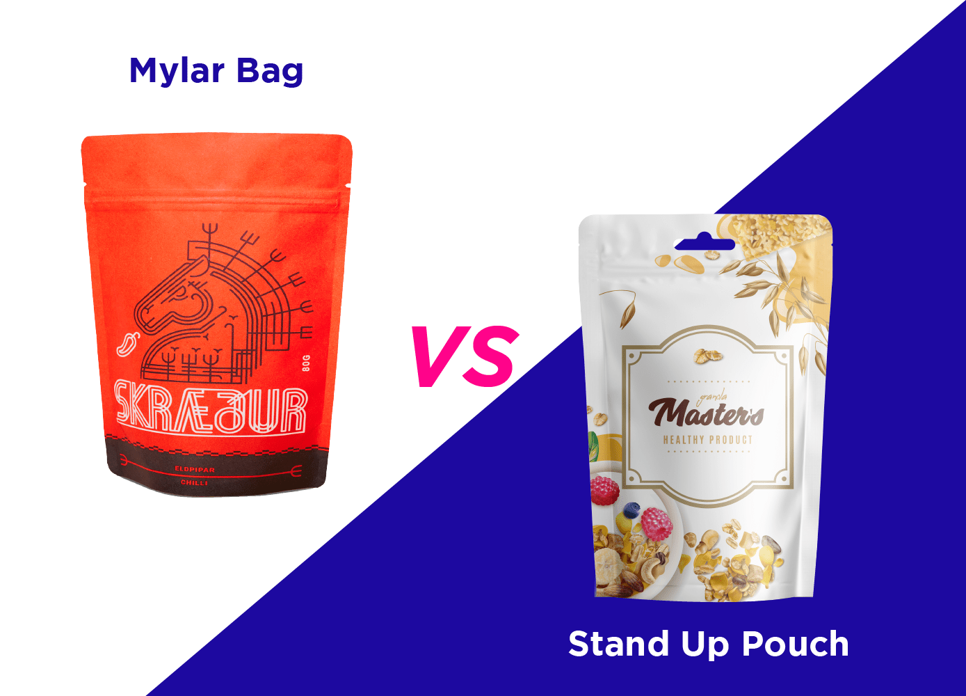 Mylar bag or stand up pouch Mylar Bag vs Stand Up Pouch