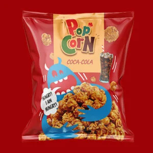 Custom Popcorn Packaging Pillow Flexible Popcorn Bags Packaging Glossy Finish