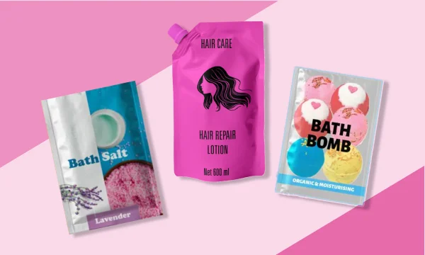 Cosmetic and personal care pouch Flexible & Sustainable Personal Care Packaging Hair Care or Bath Salt Stand Up Pouch