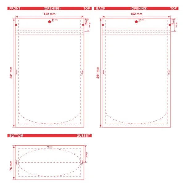 Custom Printed Stand Up Pouch 6x9.5x3 Dielines Custom Printed Stand Up Pouch 6x9.5x3 Dieline