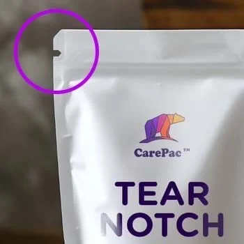 tear notch pouch without zipper