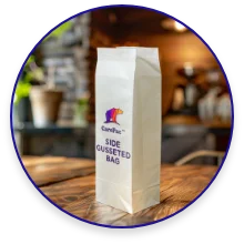 Customizable side gusset bag with full-surface printing options for brand promotion