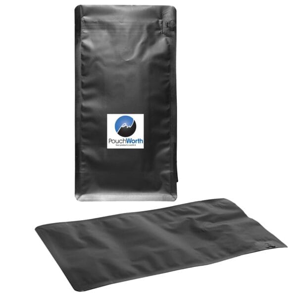 12 oz 12 oz Matte Black 8 Seal Box Bottom Pouch with Valve for Coffee – 100 Pack