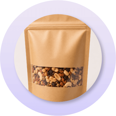 Stand-up pouch with transparent viewing window that allows consumers to see product contents while maintaining product protection and brand presentation.